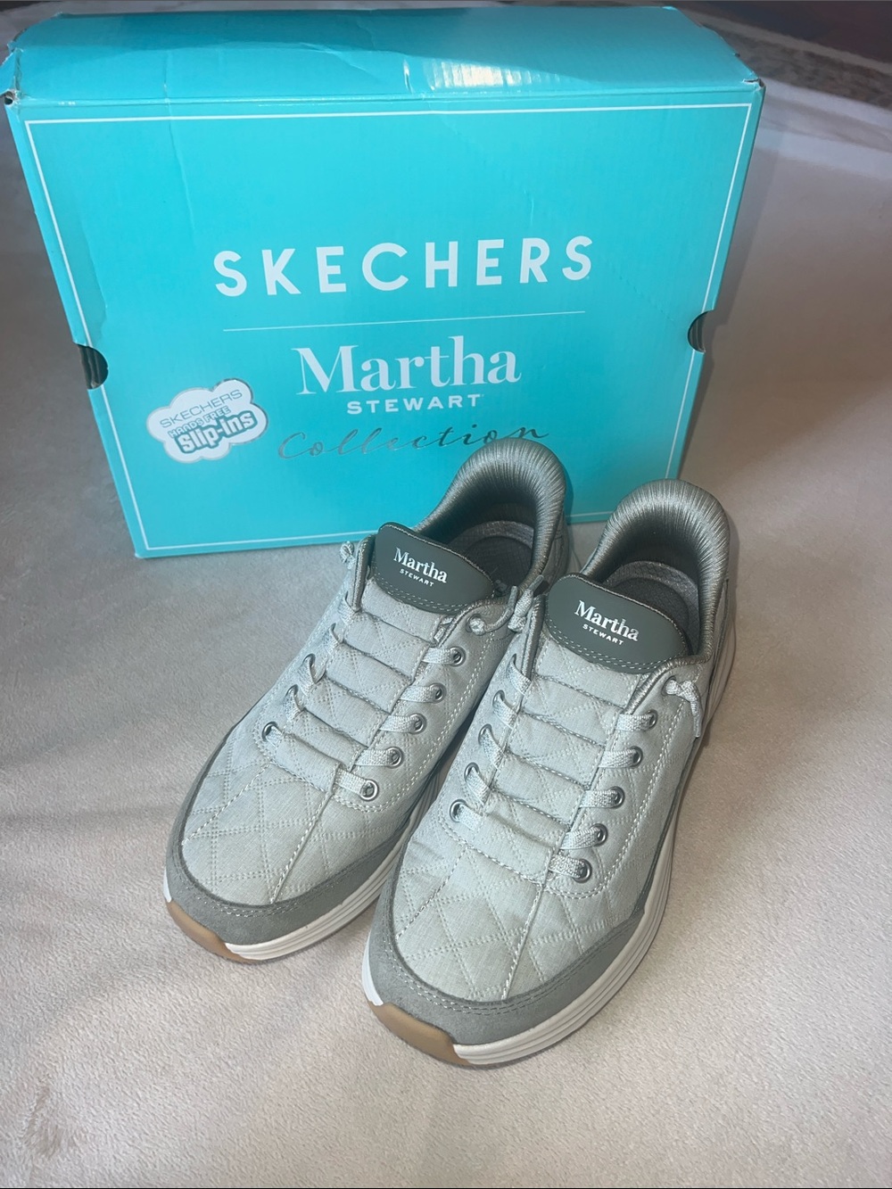 Martha Stewart Quilted Light Gray Comfort Sneakers